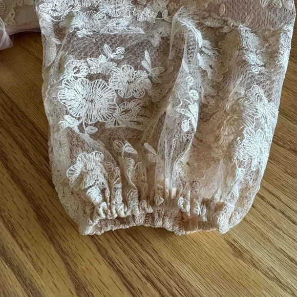Peach Elegant Lace Embroidered Top Size XL Back Zipper Cottagecore Feminine - Picture 10 of 11